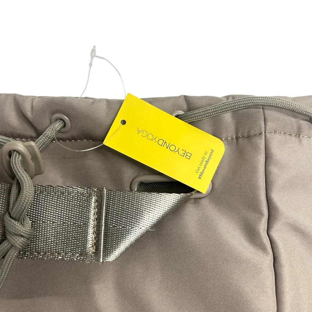 Beyond Yoga Backpack Taupe Gray Drawstring Gym‎ Travel Athleisure NWT Bag